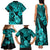 Hawaii Ukulele Family Matching Tank Maxi Dress and Hawaiian Shirt Polynesian Pattern Turquoise Version LT01 - Polynesian Pride