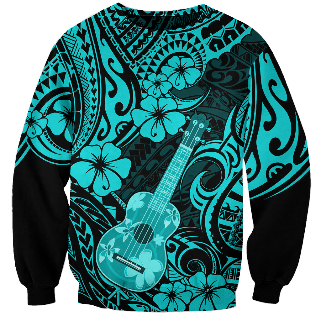 Hawaii Ukulele Sweatshirt Polynesian Pattern Turquoise Version LT01 Unisex Turquoise - Polynesian Pride