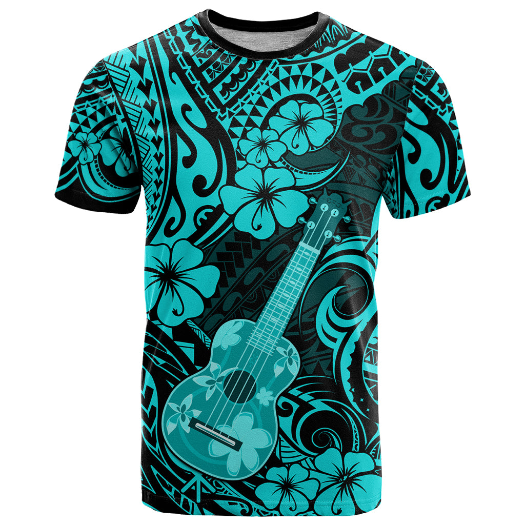 Hawaii Ukulele T Shirt Polynesian Pattern Turquoise Version LT01 Turquoise - Polynesian Pride