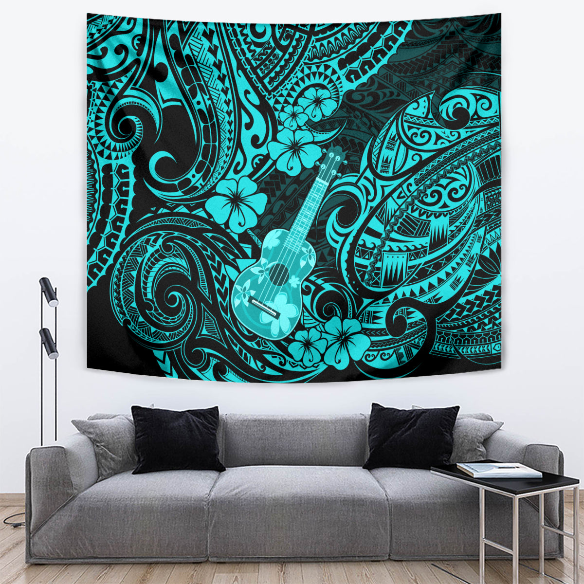 Hawaii Ukulele Tapestry Polynesian Pattern Turquoise Version LT01 - Polynesian Pride