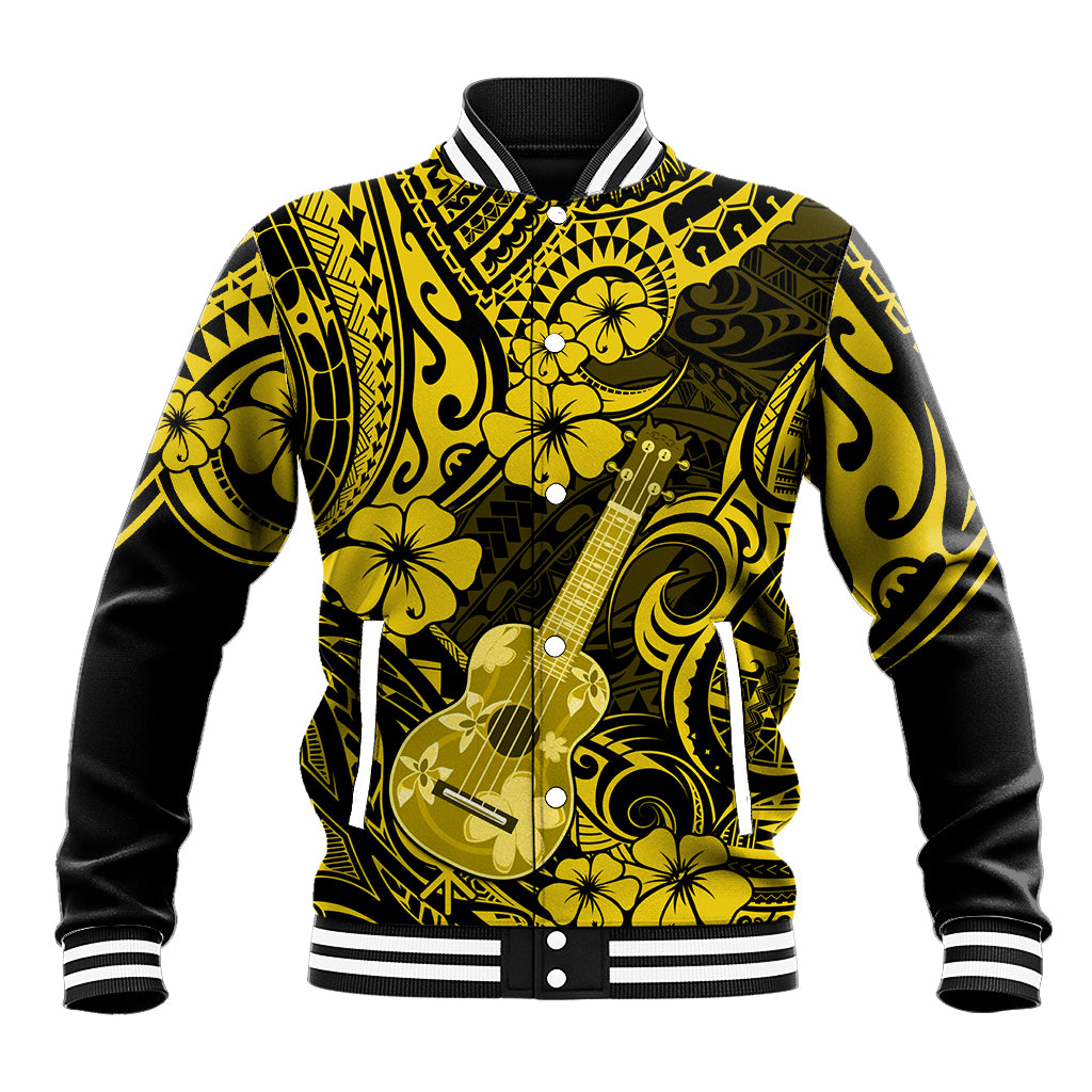 Hawaii Ukulele Baseball Jacket Polynesian Pattern Yellow Version LT01 Unisex Yellow - Polynesian Pride