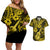 Hawaii Ukulele Couples Matching Off Shoulder Short Dress and Hawaiian Shirt Polynesian Pattern Yellow Version LT01 Yellow - Polynesian Pride