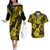 Hawaii Ukulele Couples Matching Off The Shoulder Long Sleeve Dress and Hawaiian Shirt Polynesian Pattern Yellow Version LT01 Yellow - Polynesian Pride