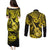 Hawaii Ukulele Couples Matching Puletasi Dress and Long Sleeve Button Shirts Polynesian Pattern Yellow Version LT01 - Polynesian Pride