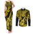 Hawaii Ukulele Couples Matching Tank Maxi Dress and Long Sleeve Button Shirts Polynesian Pattern Yellow Version LT01 Yellow - Polynesian Pride