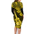 Hawaii Ukulele Family Matching Long Sleeve Bodycon Dress and Hawaiian Shirt Polynesian Pattern Yellow Version LT01 - Polynesian Pride