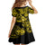 Hawaii Ukulele Family Matching Off Shoulder Short Dress and Hawaiian Shirt Polynesian Pattern Yellow Version LT01 - Polynesian Pride