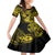 Hawaii Ukulele Family Matching Short Sleeve Bodycon Dress and Hawaiian Shirt Polynesian Pattern Yellow Version LT01 Daughter's Dress Yellow - Polynesian Pride