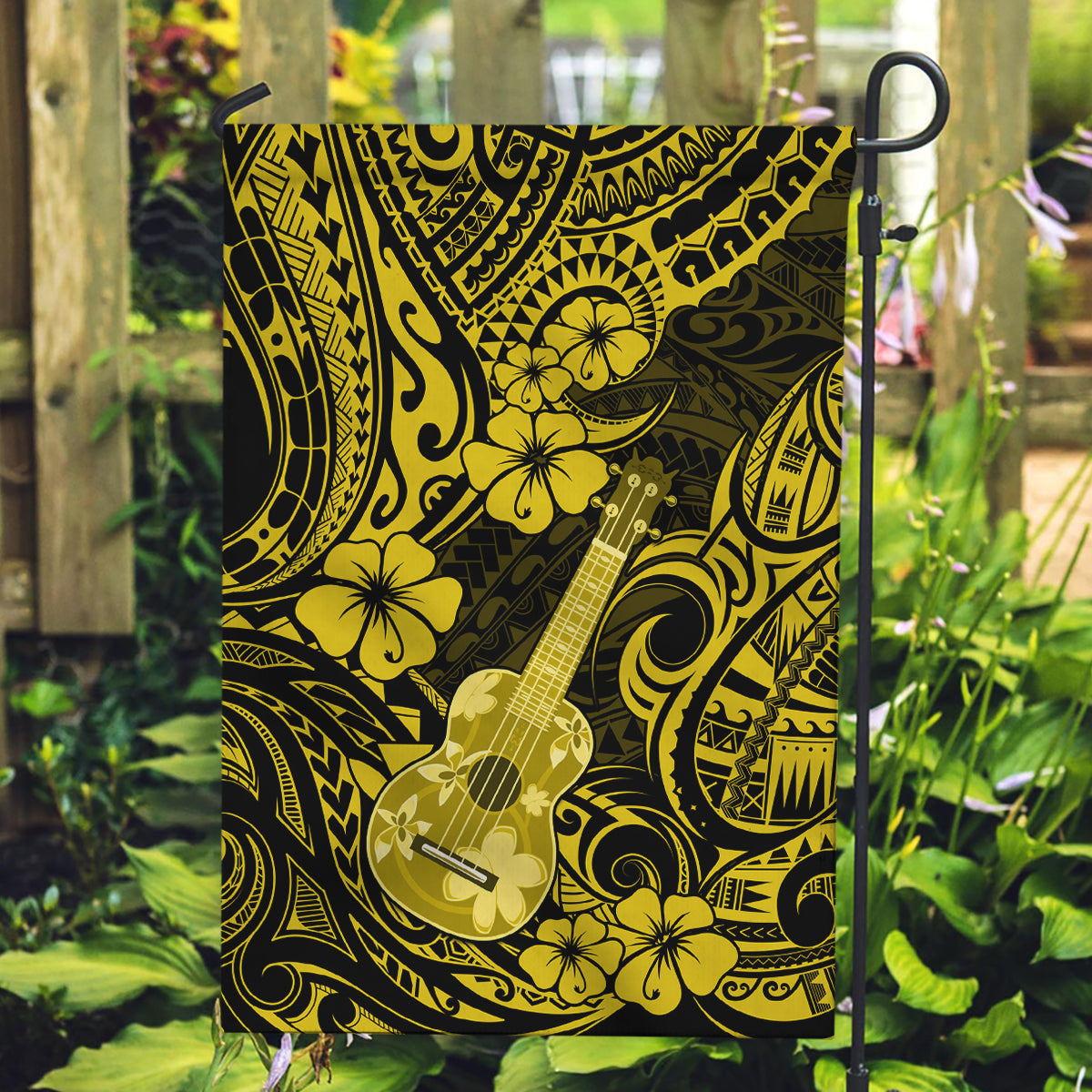 Hawaii Ukulele Garden Flag Polynesian Pattern Yellow Version LT01 Garden Flag Yellow - Polynesian Pride