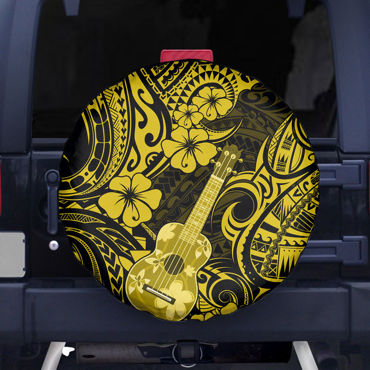 Hawaii Ukulele Spare Tire Cover Polynesian Pattern Yellow Version LT01 - Polynesian Pride