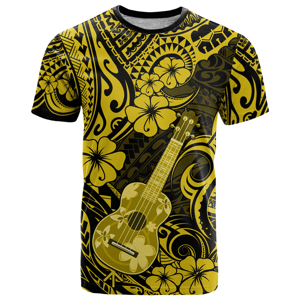 Hawaii Ukulele T Shirt Polynesian Pattern Yellow Version LT01 Yellow - Polynesian Pride