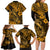 Hawaii Fish Hook Family Matching Long Sleeve Bodycon Dress and Hawaiian Shirt Polynesian Pattern Gold Version LT01 - Polynesian Pride