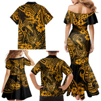 Hawaii Fish Hook Family Matching Mermaid Dress and Hawaiian Shirt Polynesian Pattern Gold Version LT01 - Polynesian Pride