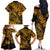 Hawaii Fish Hook Family Matching Off Shoulder Long Sleeve Dress and Hawaiian Shirt Polynesian Pattern Gold Version LT01 - Polynesian Pride