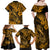 Hawaii Fish Hook Family Matching Off Shoulder Maxi Dress and Hawaiian Shirt Polynesian Pattern Gold Version LT01 - Polynesian Pride