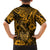 Hawaii Fish Hook Family Matching Off Shoulder Short Dress and Hawaiian Shirt Polynesian Pattern Gold Version LT01 - Polynesian Pride