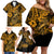 Hawaii Fish Hook Family Matching Off Shoulder Short Dress and Hawaiian Shirt Polynesian Pattern Gold Version LT01 - Polynesian Pride