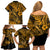 Hawaii Fish Hook Family Matching Off Shoulder Short Dress and Hawaiian Shirt Polynesian Pattern Gold Version LT01 - Polynesian Pride