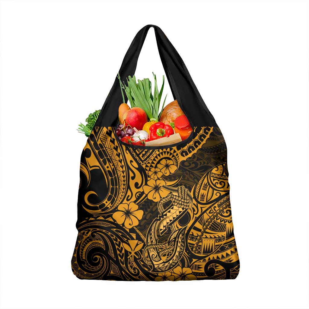 Hawaii Fish Hook Grocery Bag Polynesian Pattern Gold Version LT01 1-pack One Size Gold - Polynesian Pride