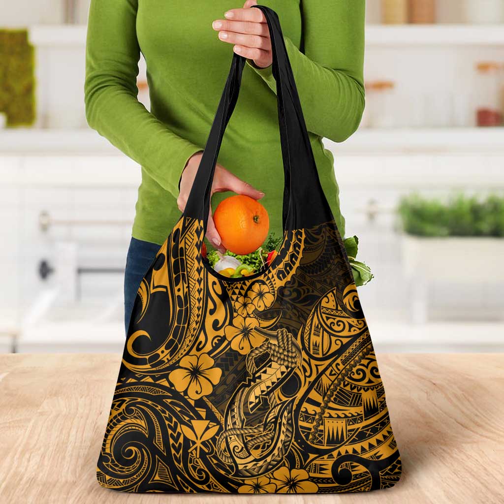 Hawaii Fish Hook Grocery Bag Polynesian Pattern Gold Version LT01 - Polynesian Pride