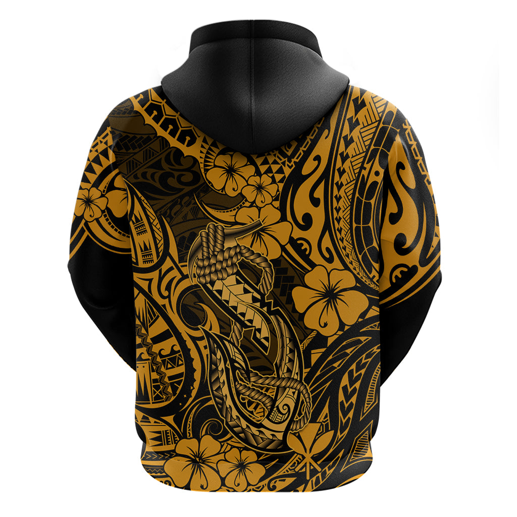 Hawaii Fish Hook Hoodie Polynesian Pattern Gold Version LT01 - Polynesian Pride