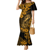 Hawaii Fish Hook Mermaid Dress Polynesian Pattern Gold Version LT01 Women Gold - Polynesian Pride