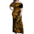 Hawaii Fish Hook Off Shoulder Maxi Dress Polynesian Pattern Gold Version LT01 Women Gold - Polynesian Pride