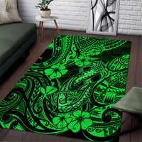 Hawaii Fish Hook Area Rug Polynesian Pattern Green Version LT01 Green - Polynesian Pride