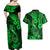 Hawaii Fish Hook Couples Matching Off Shoulder Maxi Dress and Hawaiian Shirt Polynesian Pattern Green Version LT01 - Polynesian Pride