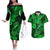 Hawaii Fish Hook Couples Matching Off The Shoulder Long Sleeve Dress and Hawaiian Shirt Polynesian Pattern Green Version LT01 Green - Polynesian Pride