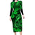 Hawaii Fish Hook Family Matching Long Sleeve Bodycon Dress and Hawaiian Shirt Polynesian Pattern Green Version LT01 Mom's Dress Green - Polynesian Pride