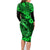 Hawaii Fish Hook Family Matching Long Sleeve Bodycon Dress and Hawaiian Shirt Polynesian Pattern Green Version LT01 - Polynesian Pride