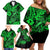 Hawaii Fish Hook Family Matching Off Shoulder Short Dress and Hawaiian Shirt Polynesian Pattern Green Version LT01 - Polynesian Pride