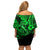 Hawaii Fish Hook Family Matching Off Shoulder Short Dress and Hawaiian Shirt Polynesian Pattern Green Version LT01 - Polynesian Pride