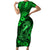 Hawaii Fish Hook Family Matching Short Sleeve Bodycon Dress and Hawaiian Shirt Polynesian Pattern Green Version LT01 Mom's Dress Green - Polynesian Pride