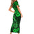 Hawaii Fish Hook Family Matching Short Sleeve Bodycon Dress and Hawaiian Shirt Polynesian Pattern Green Version LT01 - Polynesian Pride