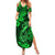 Hawaii Fish Hook Family Matching Summer Maxi Dress and Hawaiian Shirt Polynesian Pattern Green Version LT01 Mom's Dress Green - Polynesian Pride