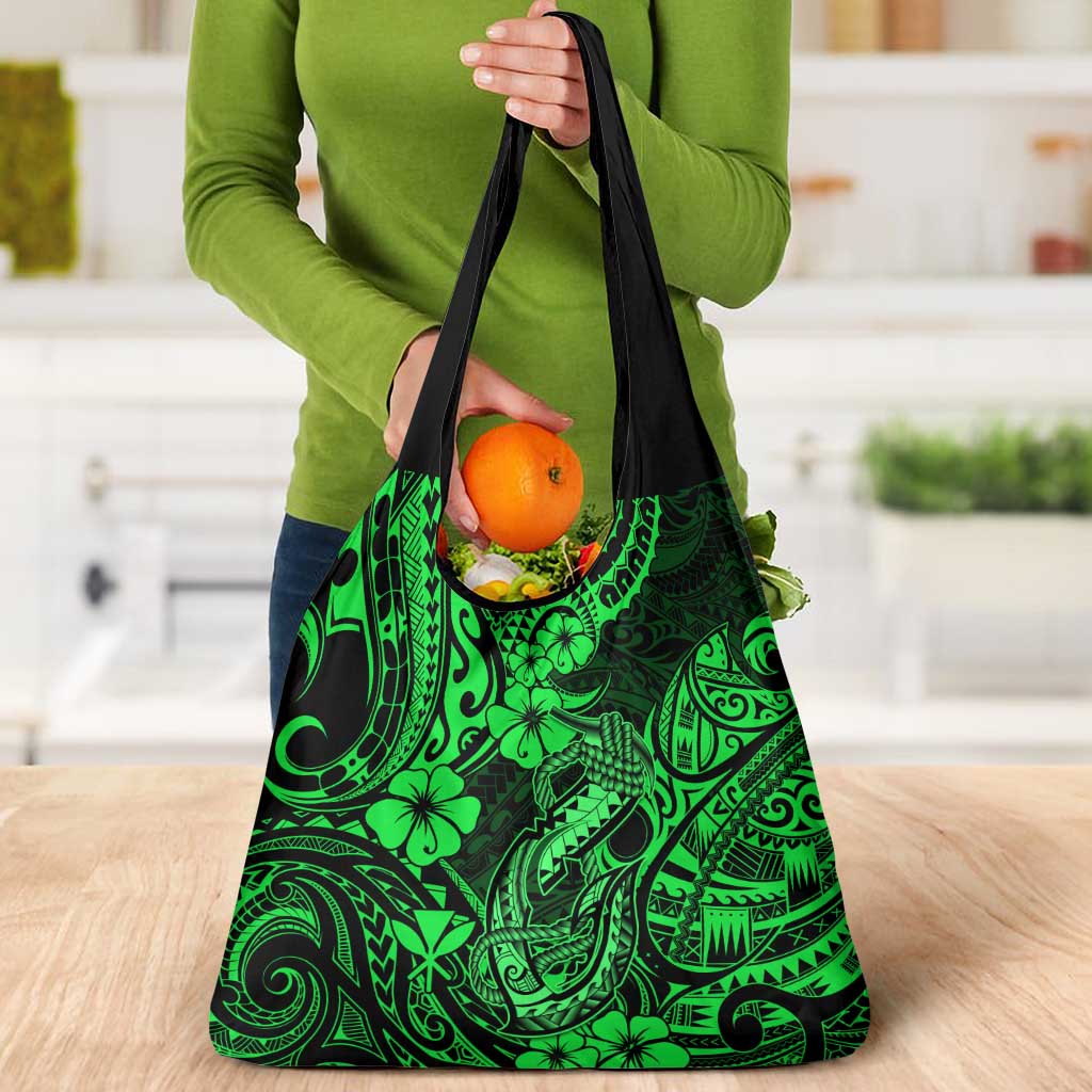 Hawaii Fish Hook Grocery Bag Polynesian Pattern Green Version LT01 - Polynesian Pride