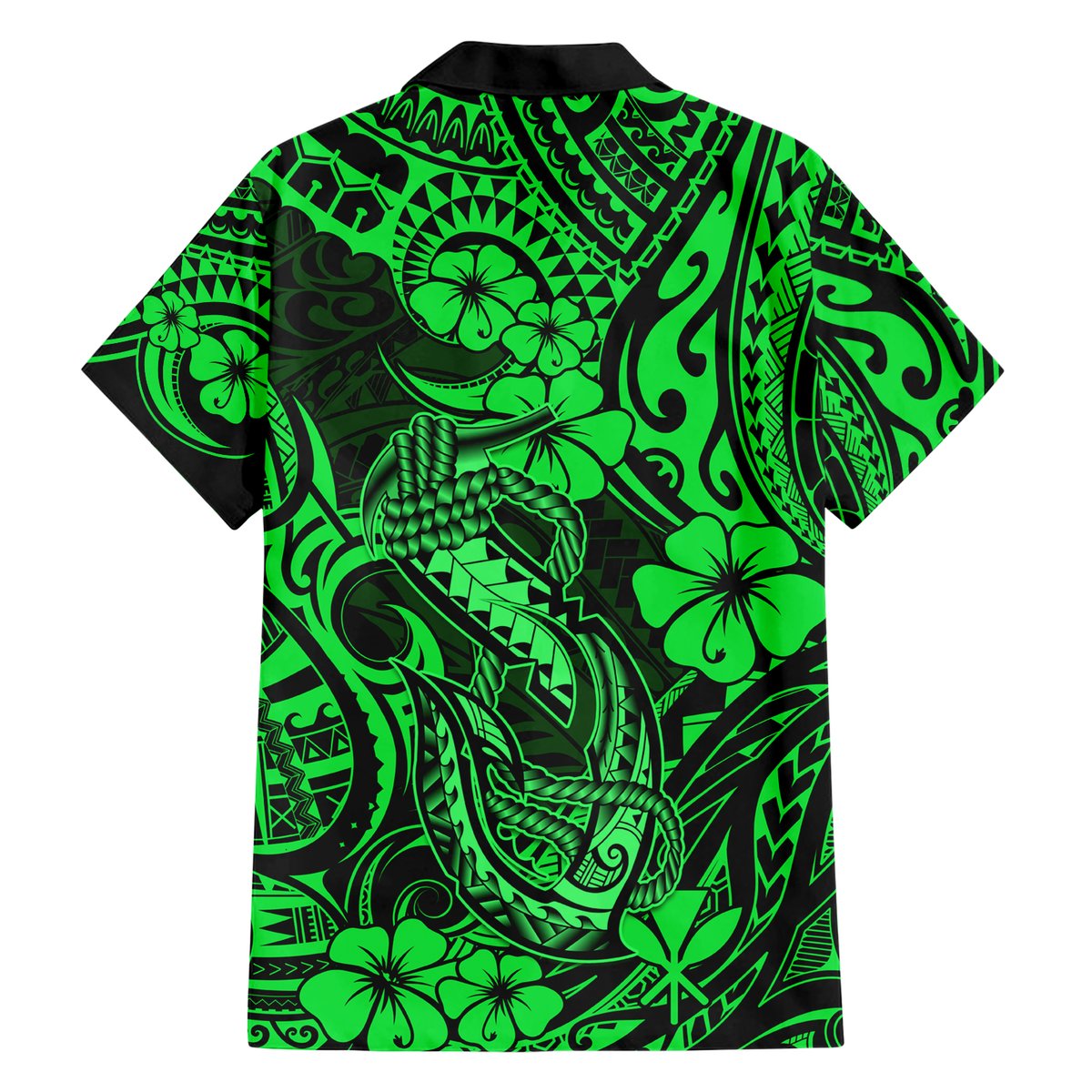 Hawaii Fish Hook Hawaiian Shirt Polynesian Pattern Green Version LT01 - Polynesian Pride
