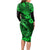 Hawaii Fish Hook Long Sleeve Bodycon Dress Polynesian Pattern Green Version LT01 - Polynesian Pride