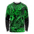 Hawaii Fish Hook Long Sleeve Shirt Polynesian Pattern Green Version LT01 Unisex Green - Polynesian Pride