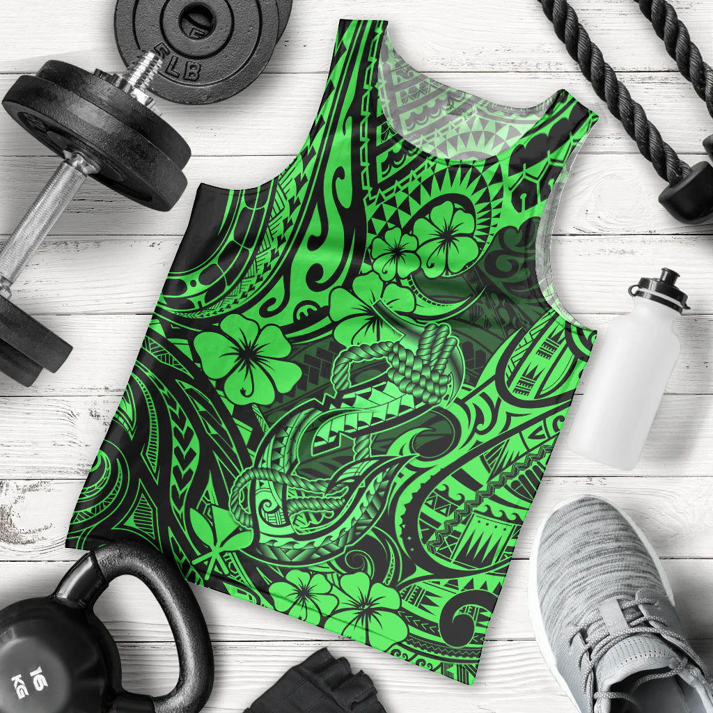 Hawaii Fish Hook Men Tank Top Polynesian Pattern Green Version LT01 Green - Polynesian Pride