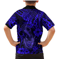 Hawaii Fish Hook Family Matching Mermaid Dress and Hawaiian Shirt Polynesian Pattern Navy Blue Version LT01 - Polynesian Pride