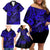 Hawaii Fish Hook Family Matching Off Shoulder Short Dress and Hawaiian Shirt Polynesian Pattern Navy Blue Version LT01 - Polynesian Pride