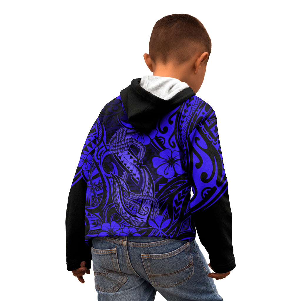Hawaii Fish Hook Kid Hoodie Polynesian Pattern Navy Blue Version LT01 - Polynesian Pride
