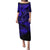 Hawaii Fish Hook Puletasi Polynesian Pattern Navy Blue Version LT01 Long Dress Blue - Polynesian Pride