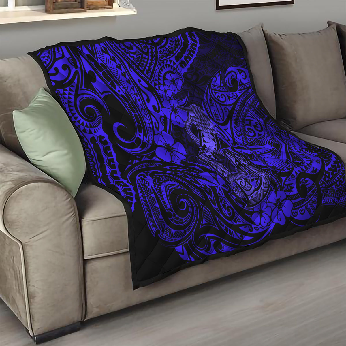 Hawaii Fish Hook Quilt Polynesian Pattern Navy Blue Version LT01 - Polynesian Pride