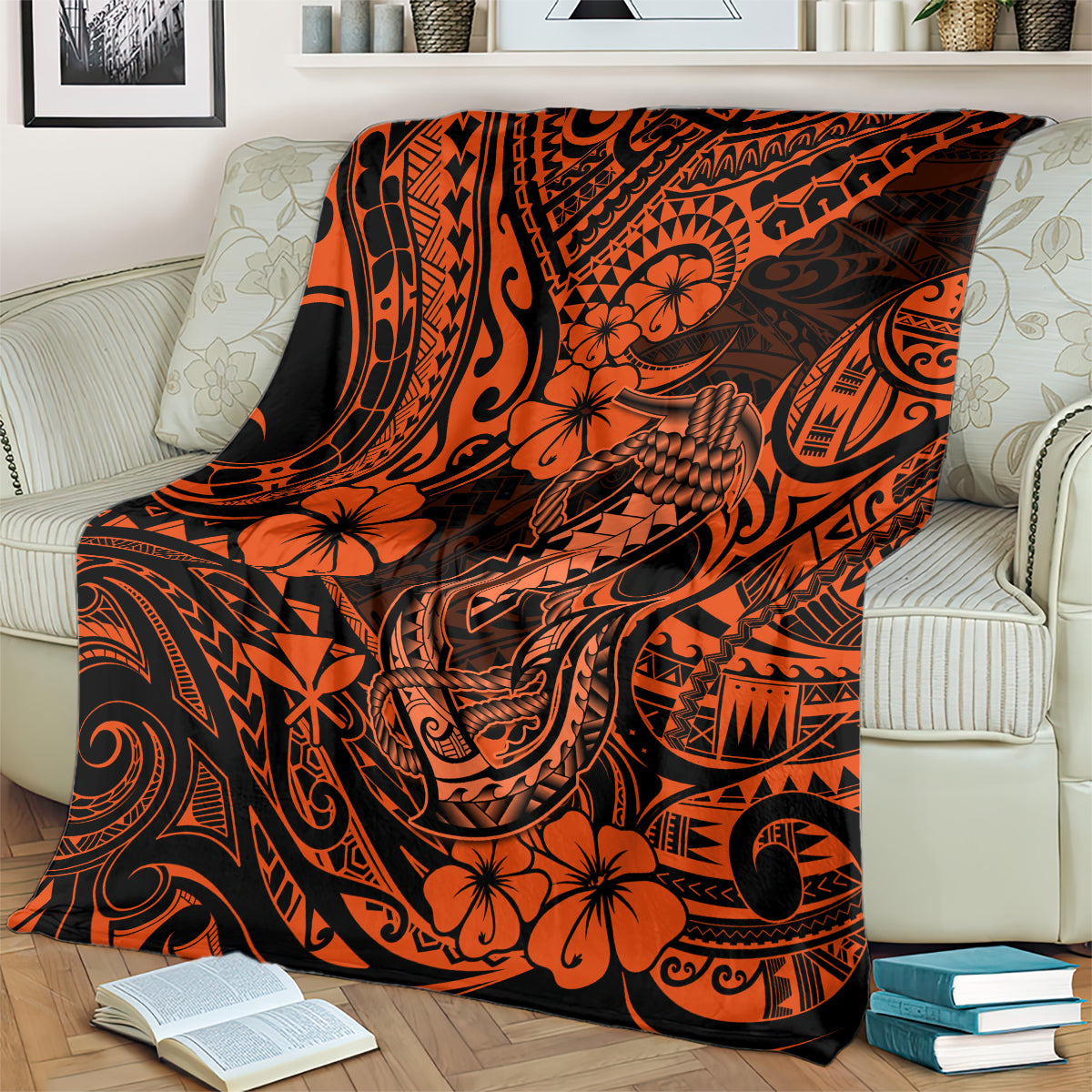 Hawaii Fish Hook Blanket Polynesian Pattern Orange Version LT01 - Polynesian Pride