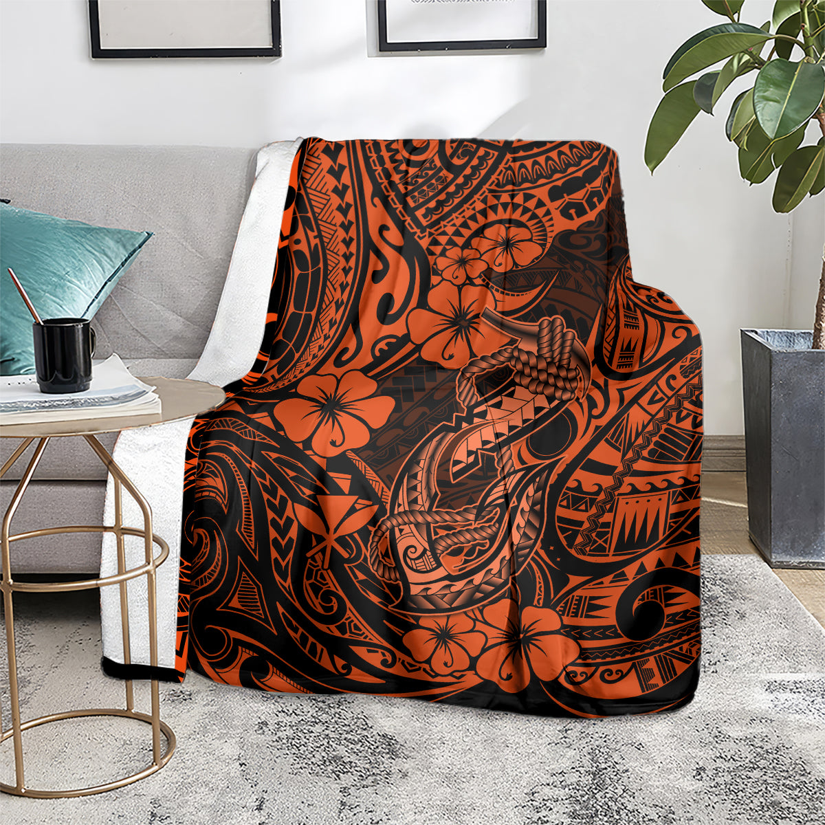 Hawaii Fish Hook Blanket Polynesian Pattern Orange Version LT01 - Polynesian Pride