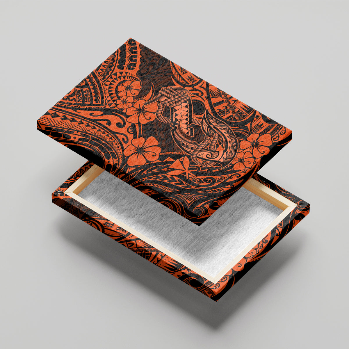 Hawaii Fish Hook Canvas Wall Art Polynesian Pattern Orange Version LT01 - Polynesian Pride